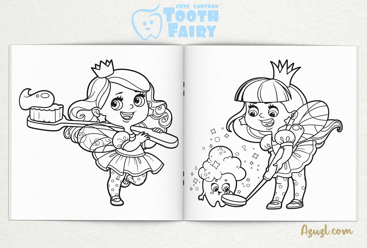 adobe illustrator cartoon Character design  children's book coloring book ILLUSTRATION  line art Tooth Fairy vector vector art