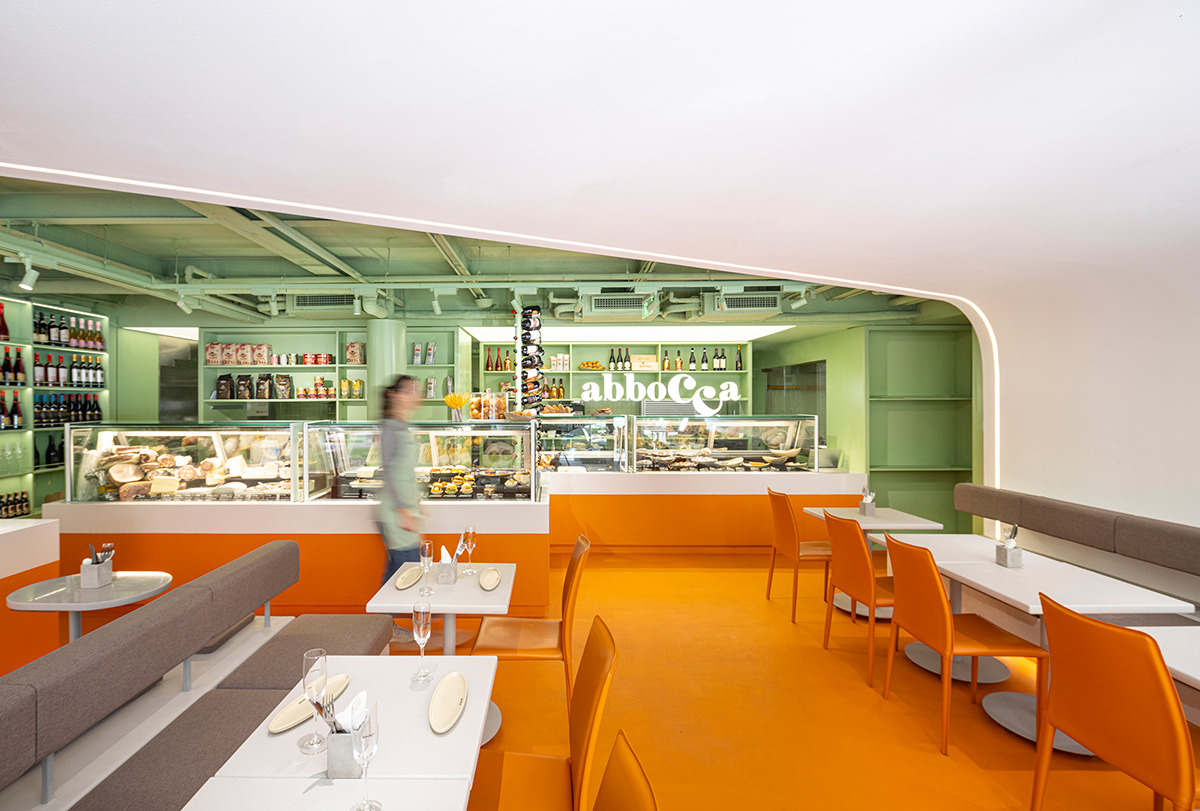 beijing Bistrot china Hospitality olive green orange orange and green pastry ramoprimo restaurant Space design space identity store wine bar