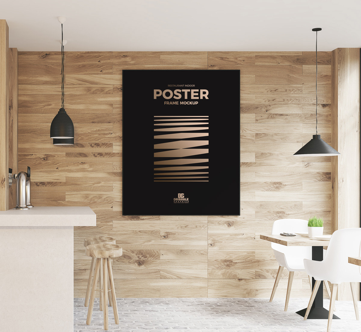 Download Free Restaurant Indoor Wooden Wall Poster Frame Mockup On Behance PSD Mockup Templates