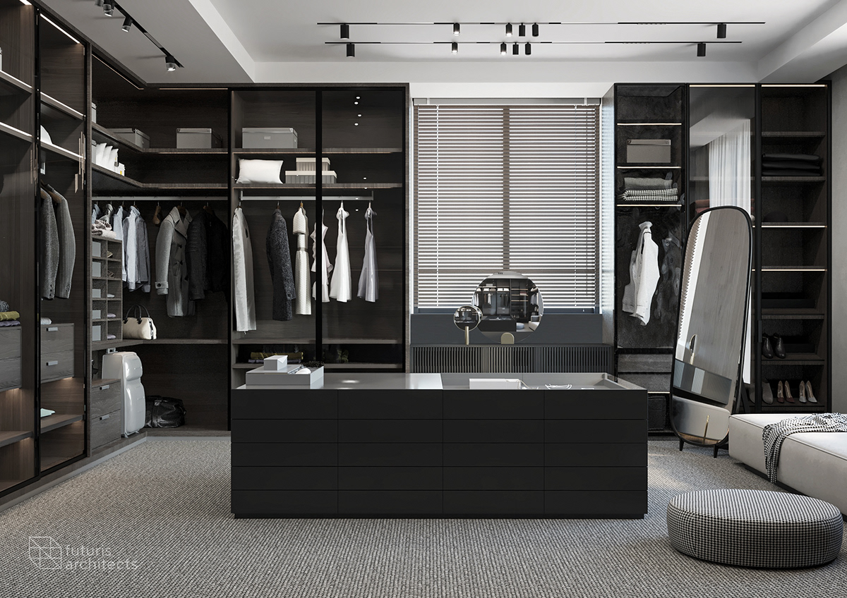 walk-in-closet for a masters bedroom in a private house