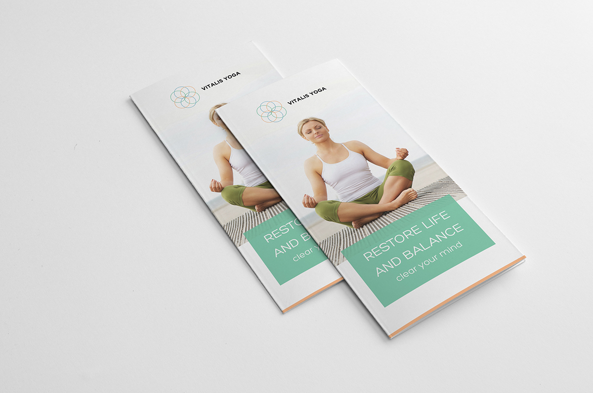Yoga meditation green trifold brochure