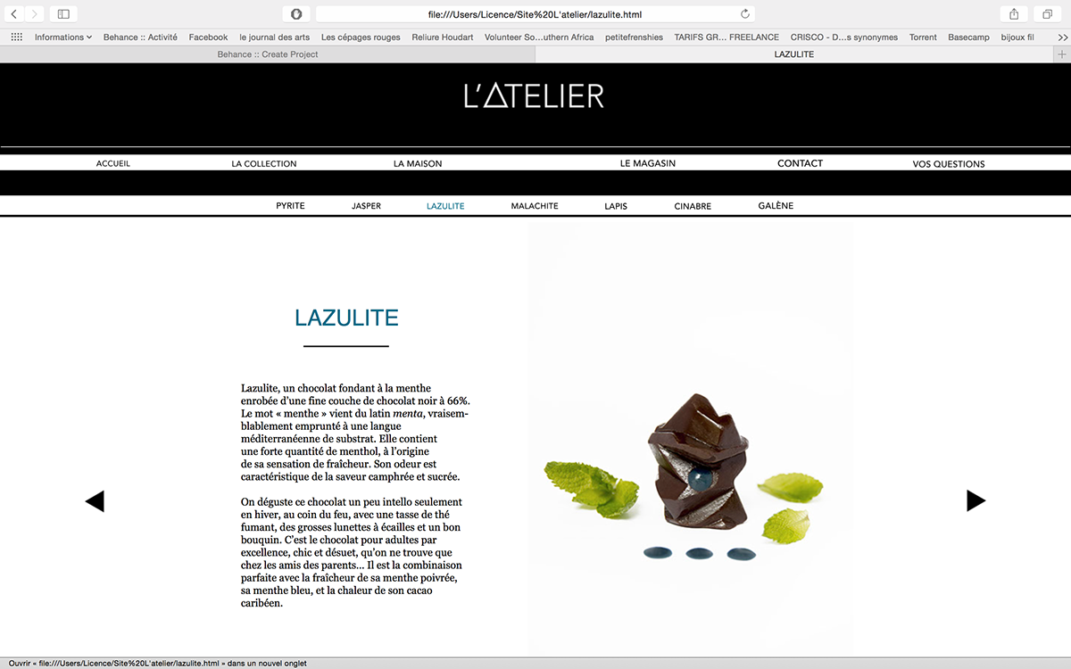 Adobe Portfolio atelier edition livre chocolat produit licence cacao creation cuisine Moulage