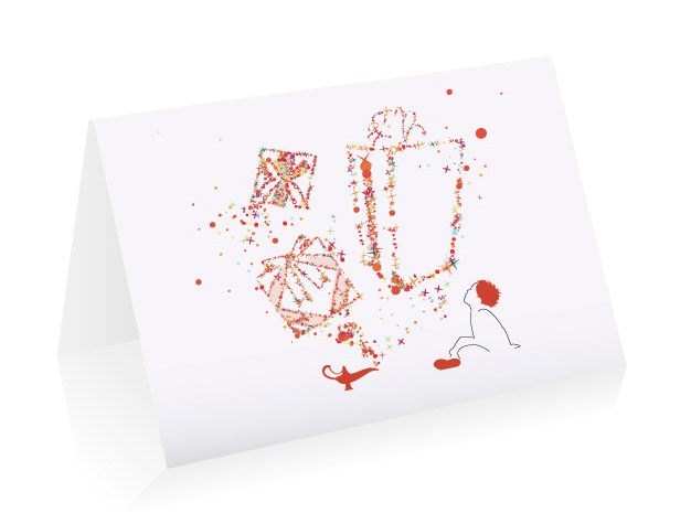 Christmas red blue design greeting card print