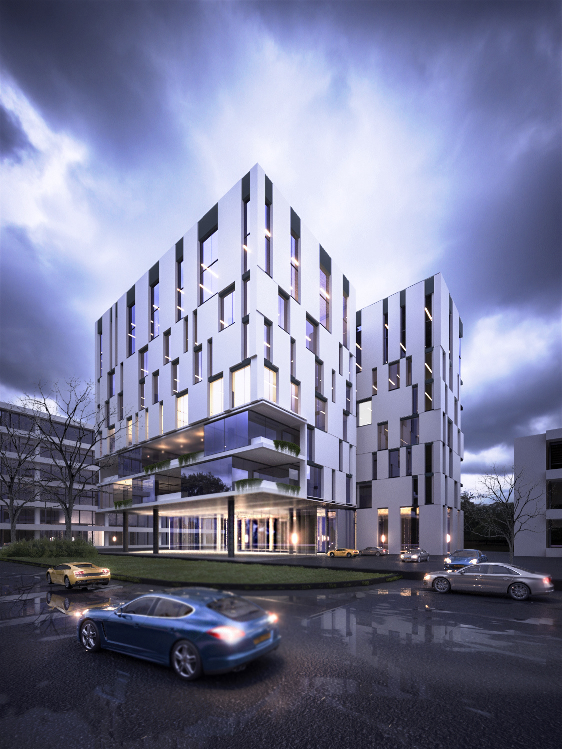 3dmax architecture Office Office Building photoshop Render vray