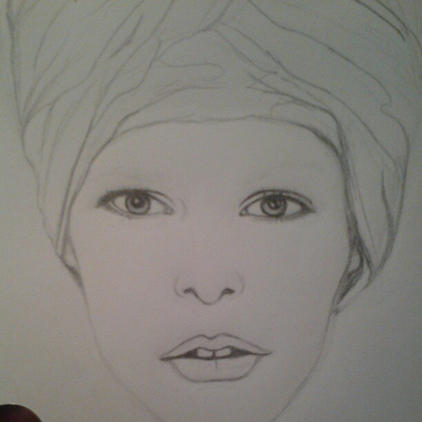 portrait pencil graphite pastel woman