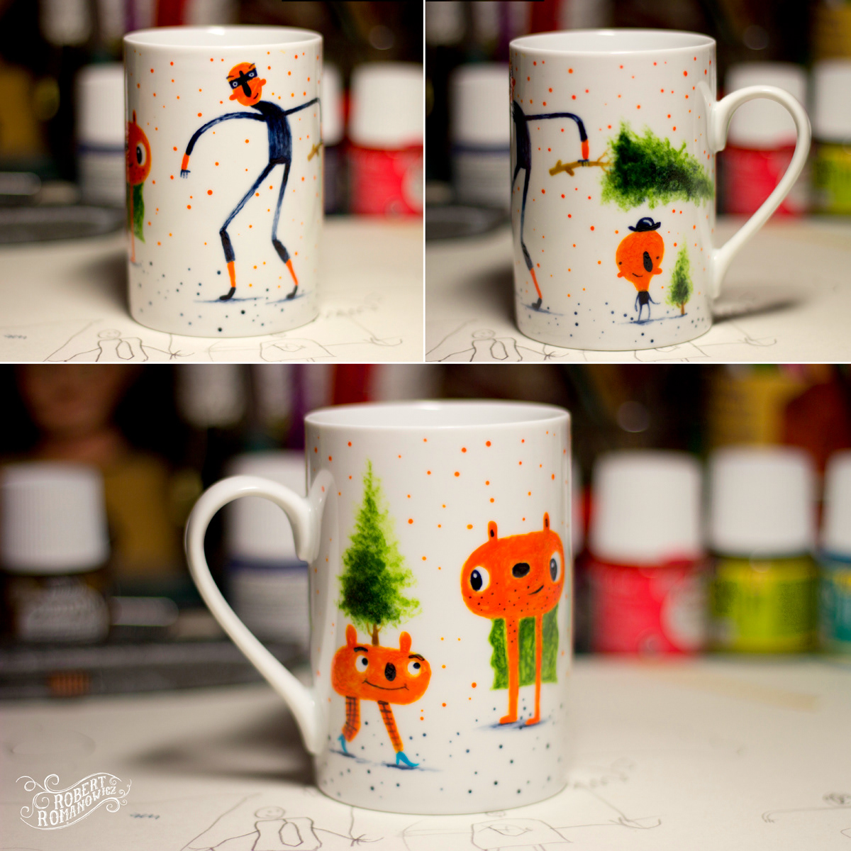 Character design  characters children Fun hand made hand painted mug Illustartions Mugs Paintings