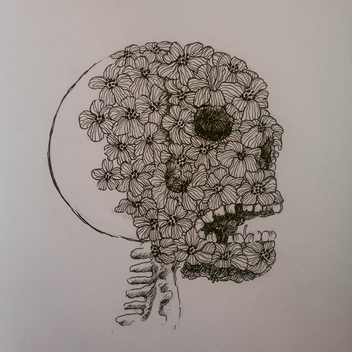 art artist Illustrator flower skull words feelings design sketch
