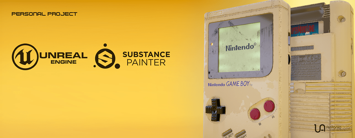 3D CGI gameboy Nintendo painter Retro substance texturing Unreal Engine visualization
