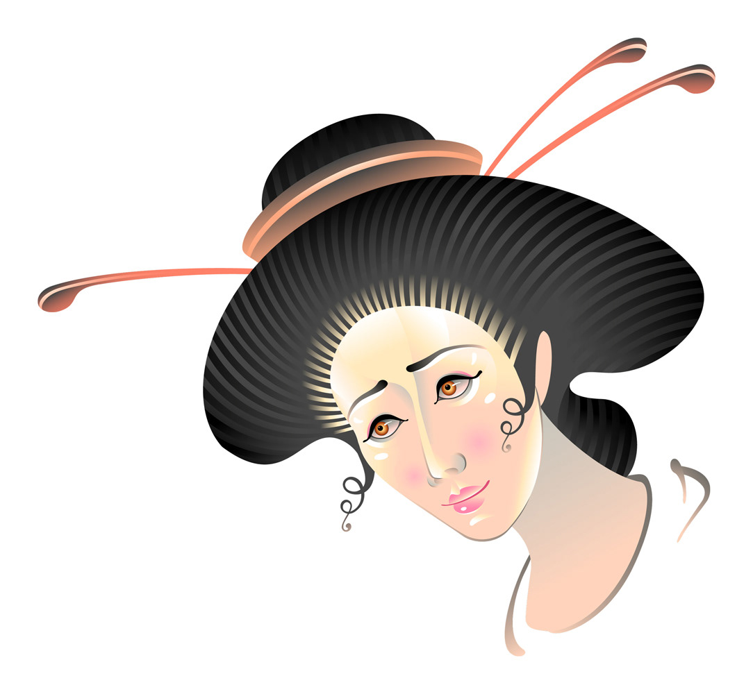 geisha girl japanese kimono seamless pattern Umbrella vector graphics wallpaper woman