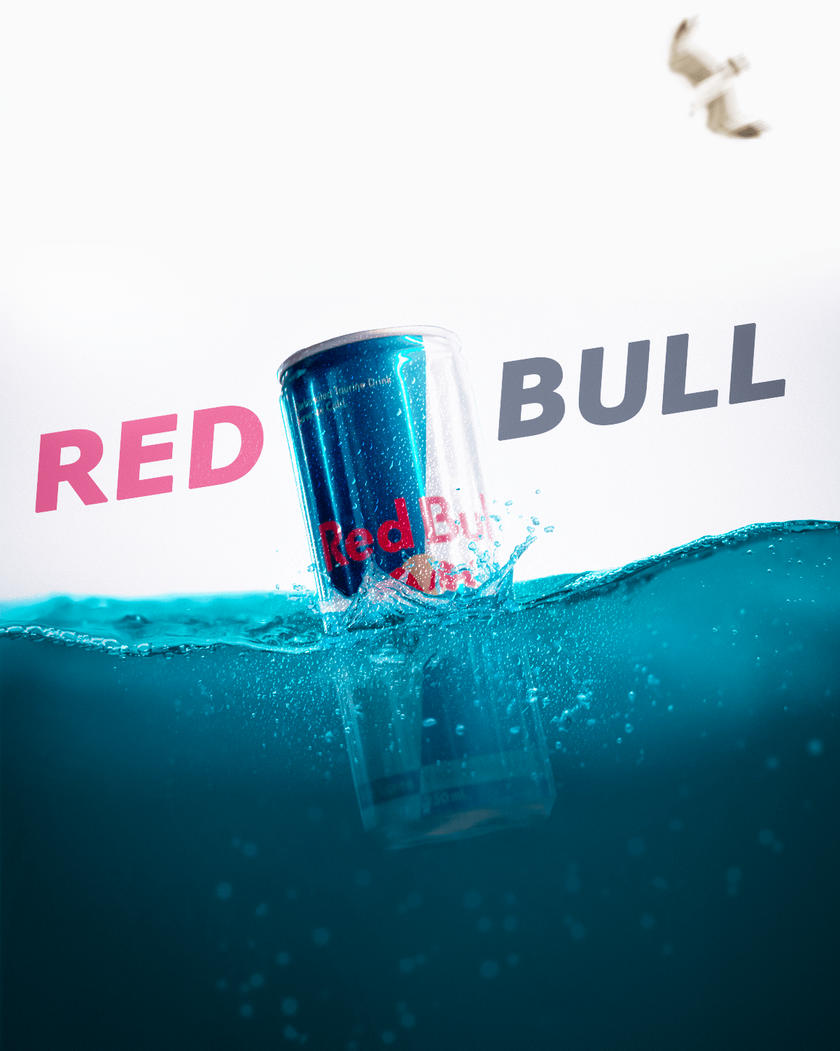 design poster Social media post soft drink Red Bull sea