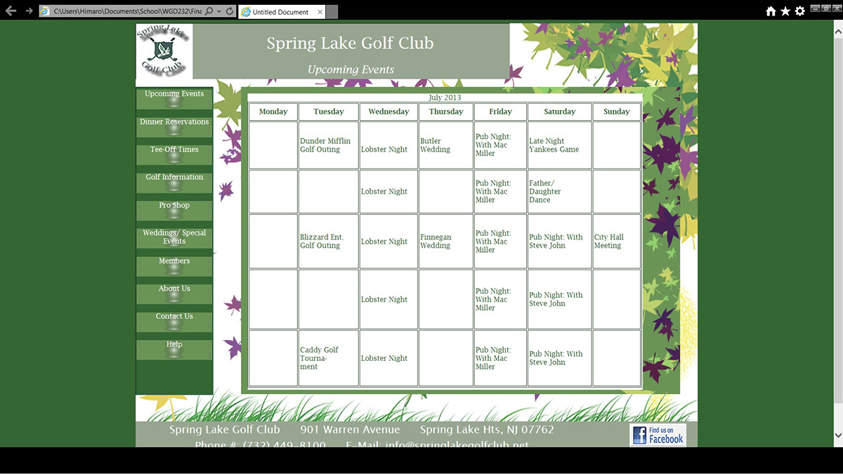 Golf Club Website design Website Design website development Layout