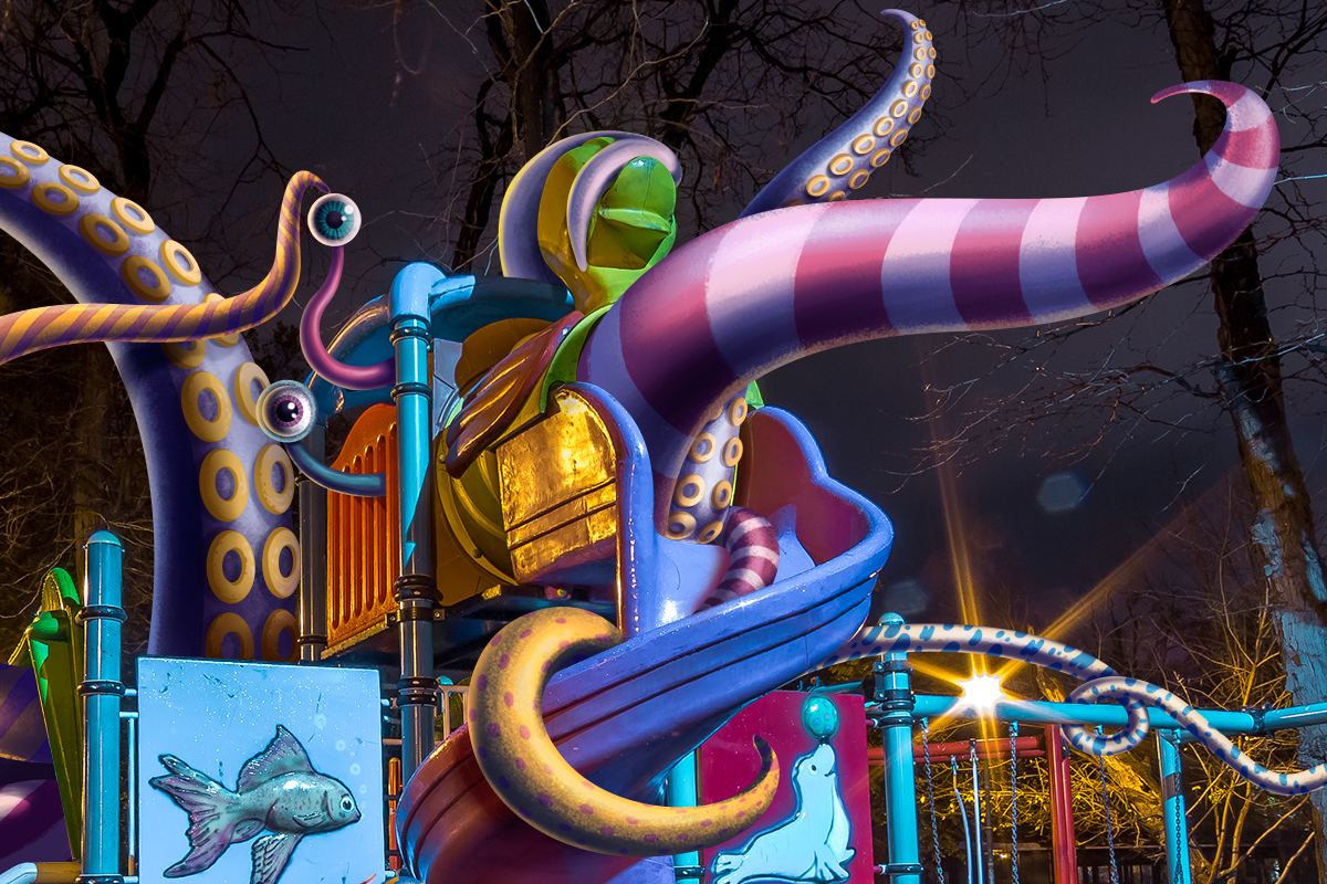 tentacle Squid Candy Park Playground creepy Teddy