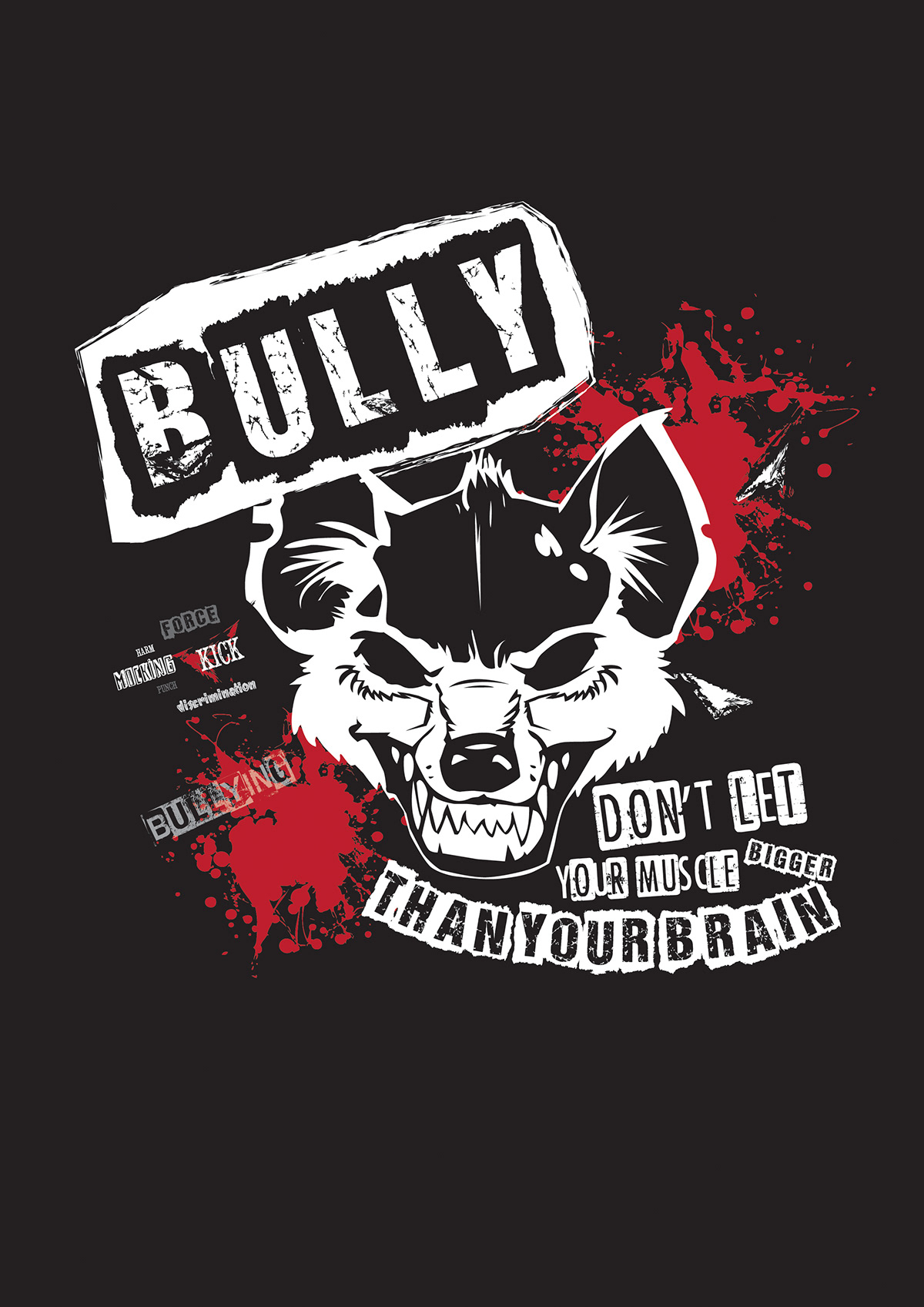shirt tshirt hyena animals Bullying bully College Project college naughty annoying animal