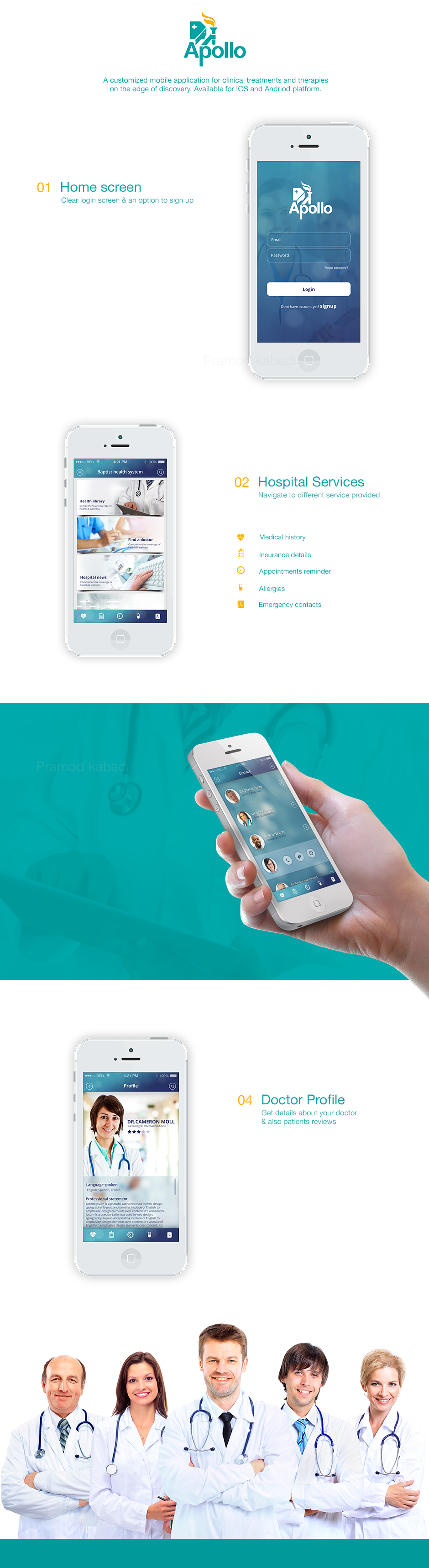 Apollo Medical app Mobile app interactive app ios andriod visual design hospital