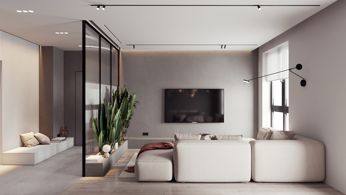 Minimalistic modern interior design in clear colors.