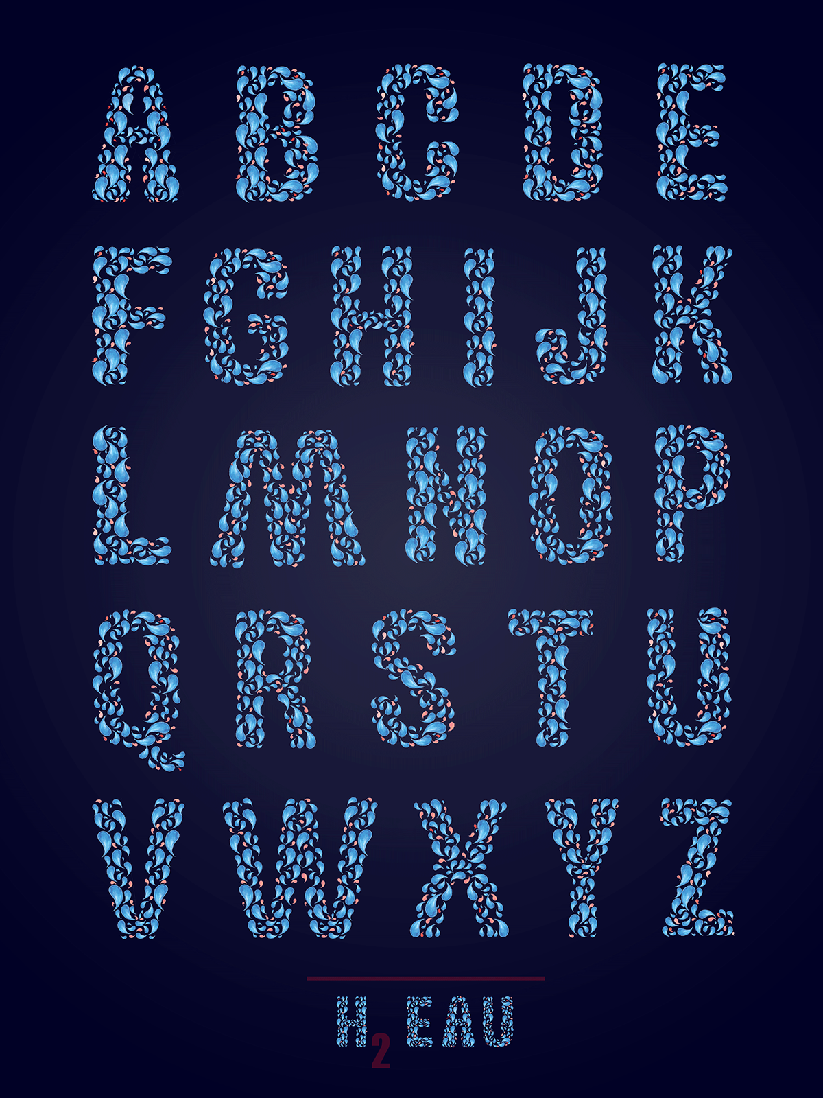 outthewazoo h2eau water aqua poster Typeface waterdrops