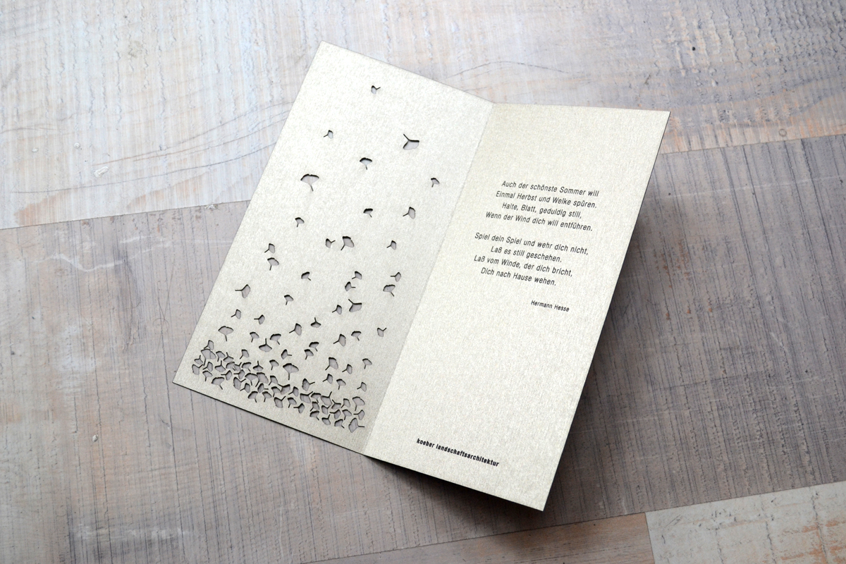 rausgebrannt Lasercut branding  paper gold Christmas card fedrigoni sirio pearl laserbranding wien