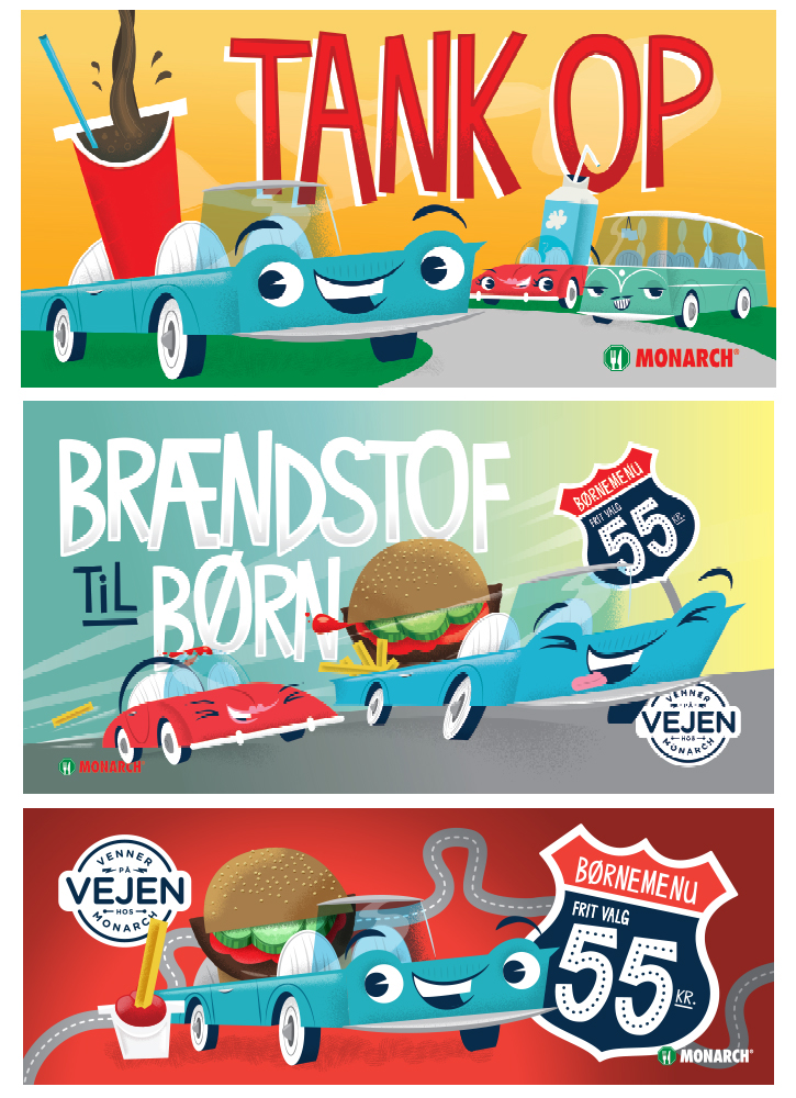 Adobe Portfolio monarch Cars chiildren kids menu restaurant poster banner colouring book activity book