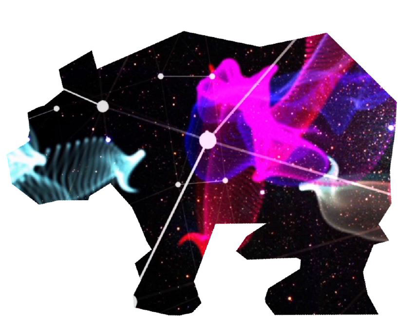 projection Mapping sculpture bear LOW poly universe ursa major stars