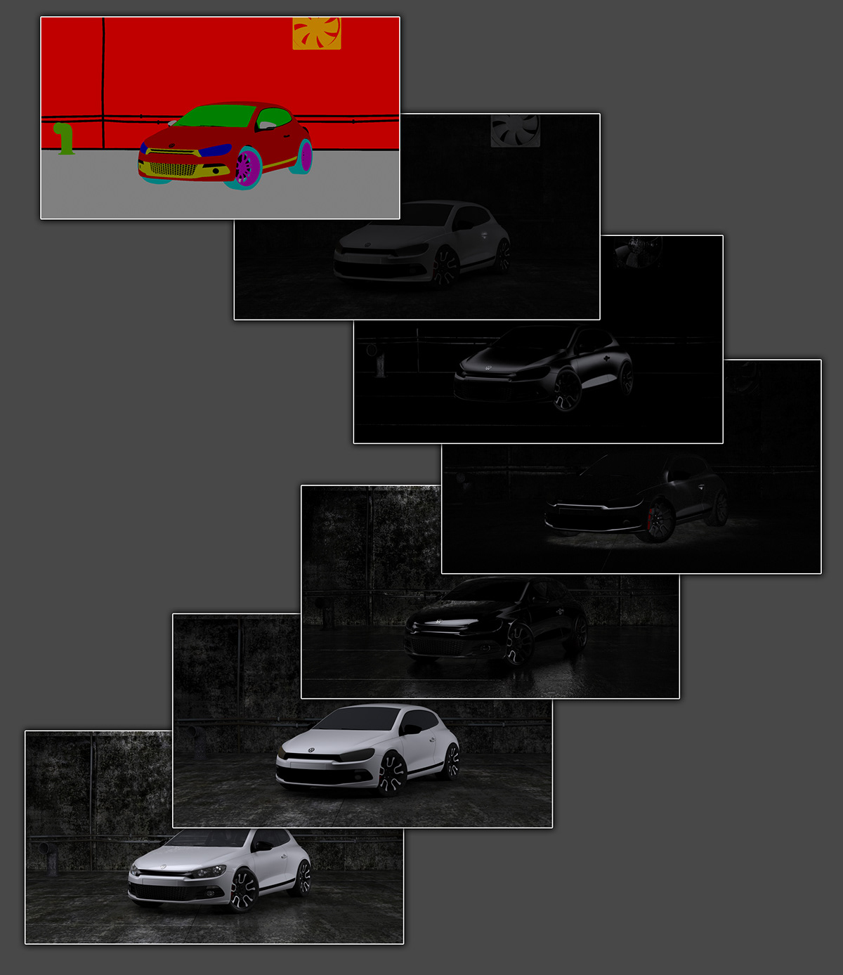 3ds max  Car  modelling  scirocco