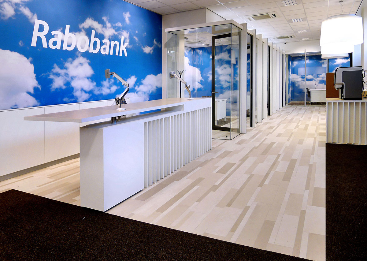 Klaas Vermaas Rabobank bank office Bankkantoor Interior architect Maatwerk meubilair Custom furniture The Netherlands Nederland interieur vormgeving design clouds