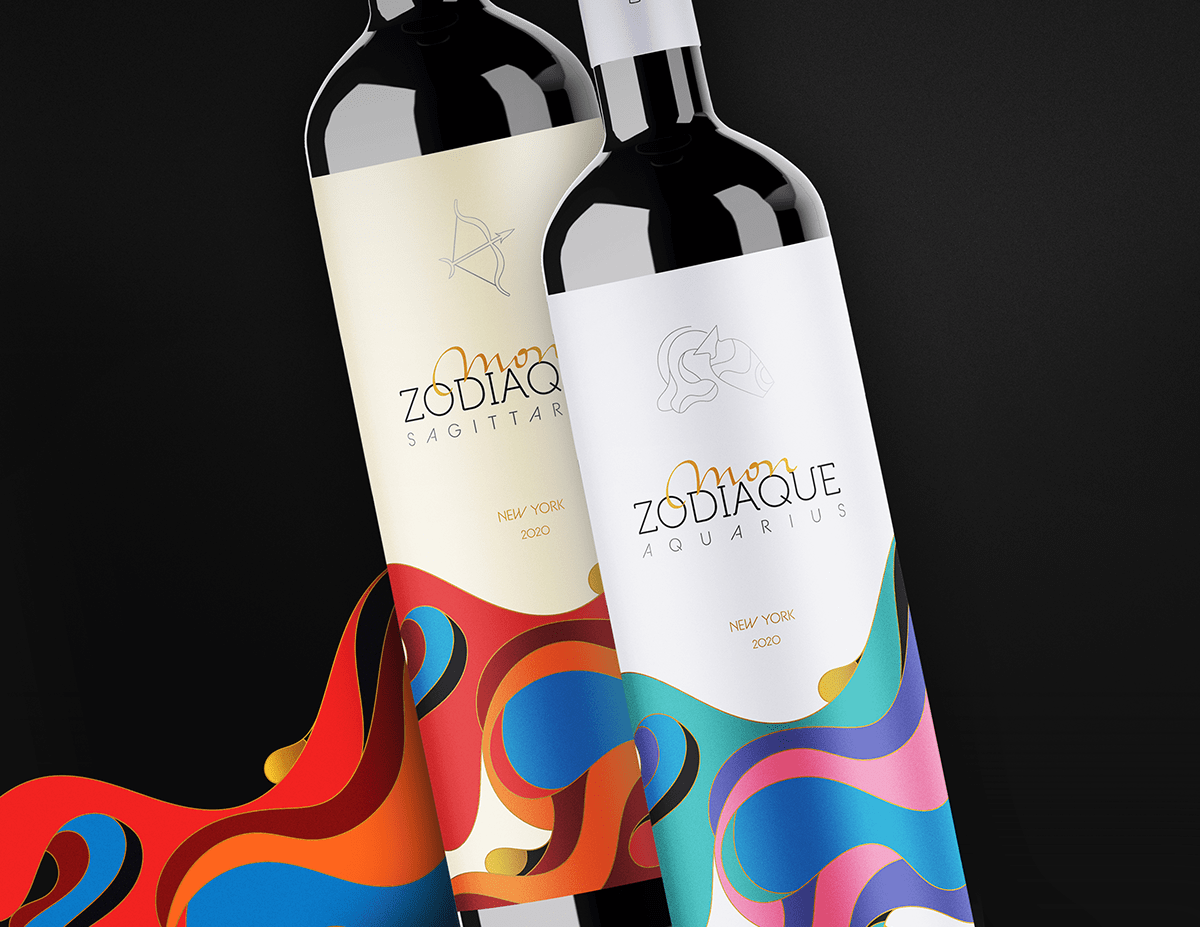 branding  branding project graphic design  ILLUSTRATION  Packaging Wine Packaging zodiac zodiaque