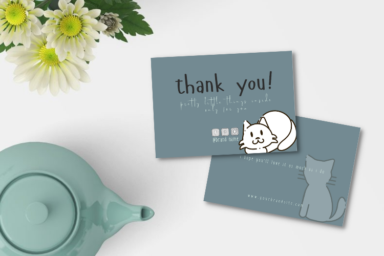 business thank you cards Canva template greeting card kitten marketing materials Small Business thank you card thank you card template THANKS CARD