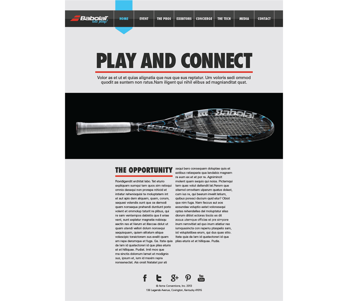 tennis babolat Responsive HTML css sports cincinnati Event atheletes Website mobile tablet