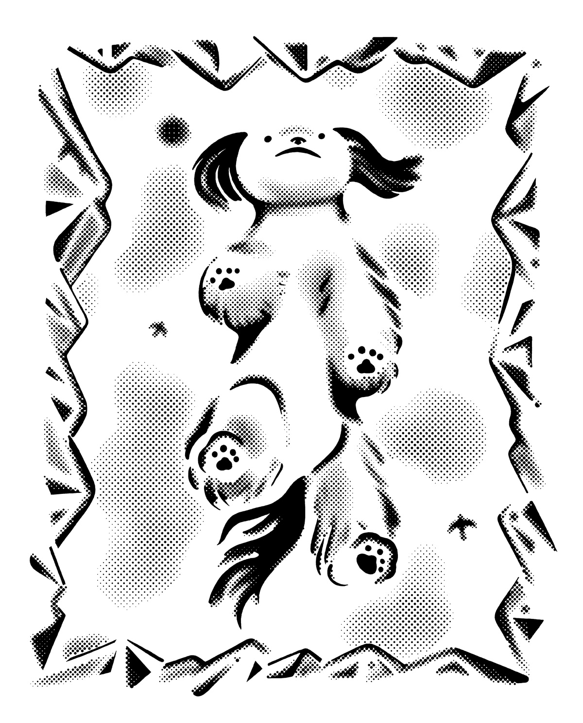 black Cat dog dot gallery graphic illust monochrome pop silkscreen