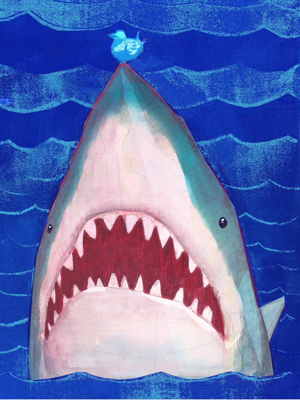 editorial mockeditorial editorialillustration ILLUSTRATION  gouache watercolor photoshop shark twitter