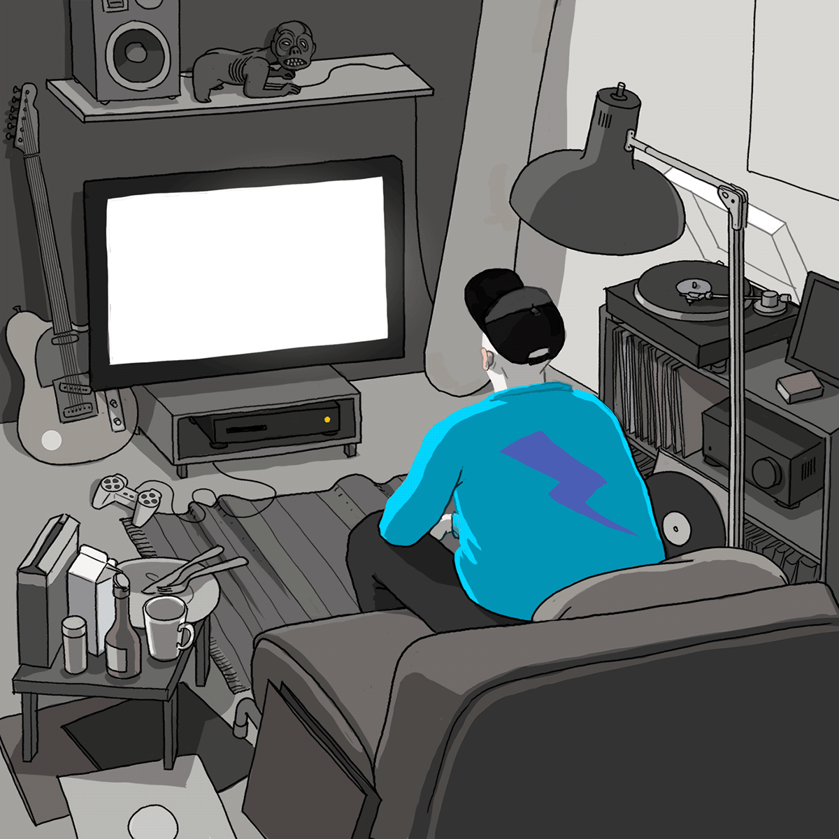 Dude watching TV. 