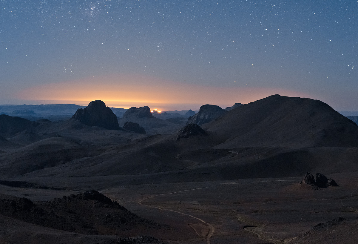 night photography  stars  night sky Algeria sahara desert Sahara desert mountains