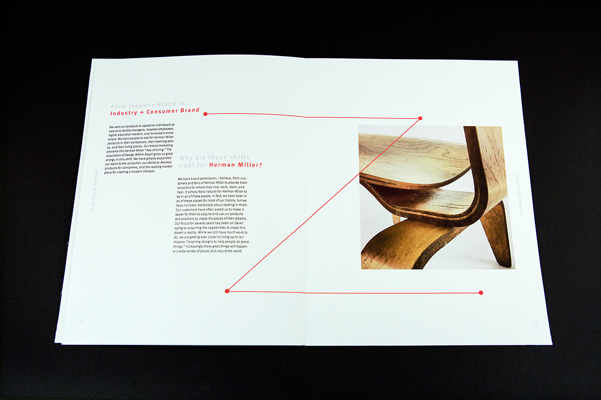 Herman Miller annual report design furniture EAMES chairs Investment minimal grid