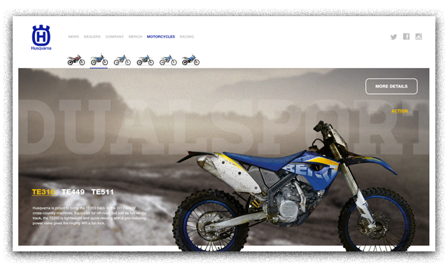 husqvarna motorcycles Responsive full screen background imagery big images texture clean simple Whitespace blue gold Bike dirt big type