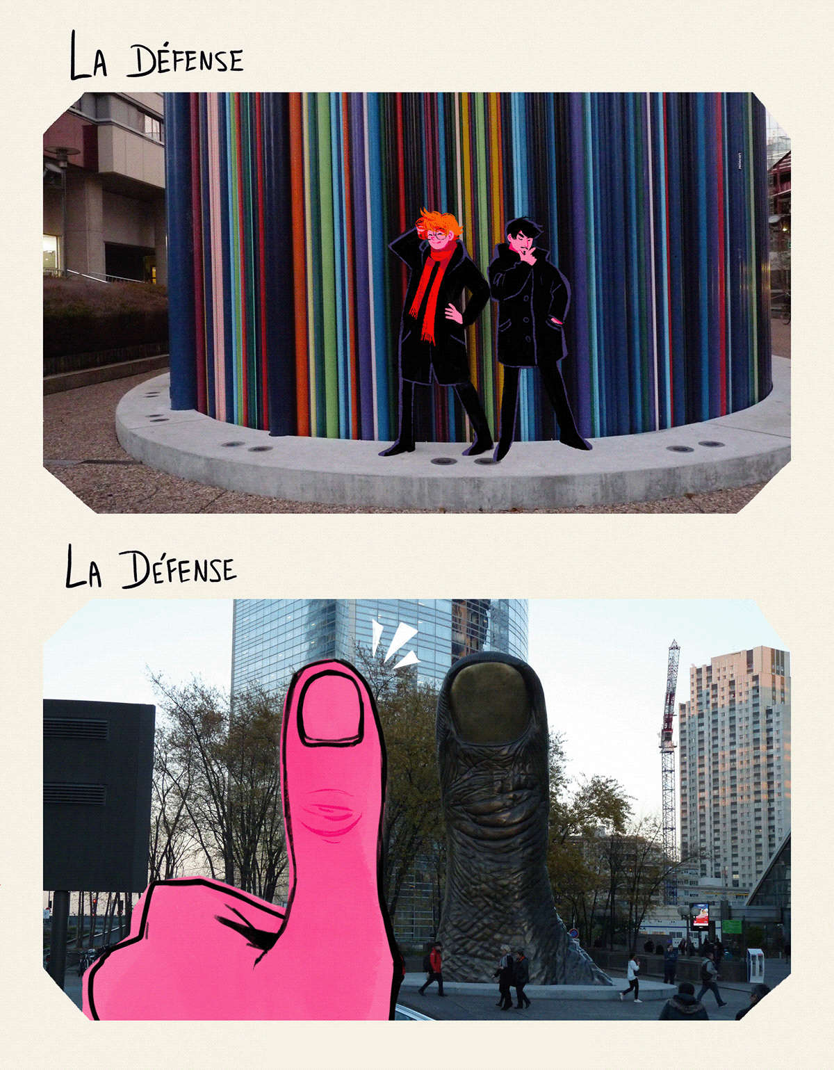 Photography  doodles memories trip Travelling Paris couple collage Drawing  Character design 