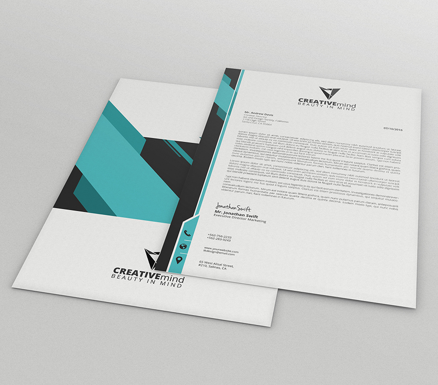 letterhead Stationery Corporate Identity Free Template Branding design TodorKolevDesign Resume free Mockup blue