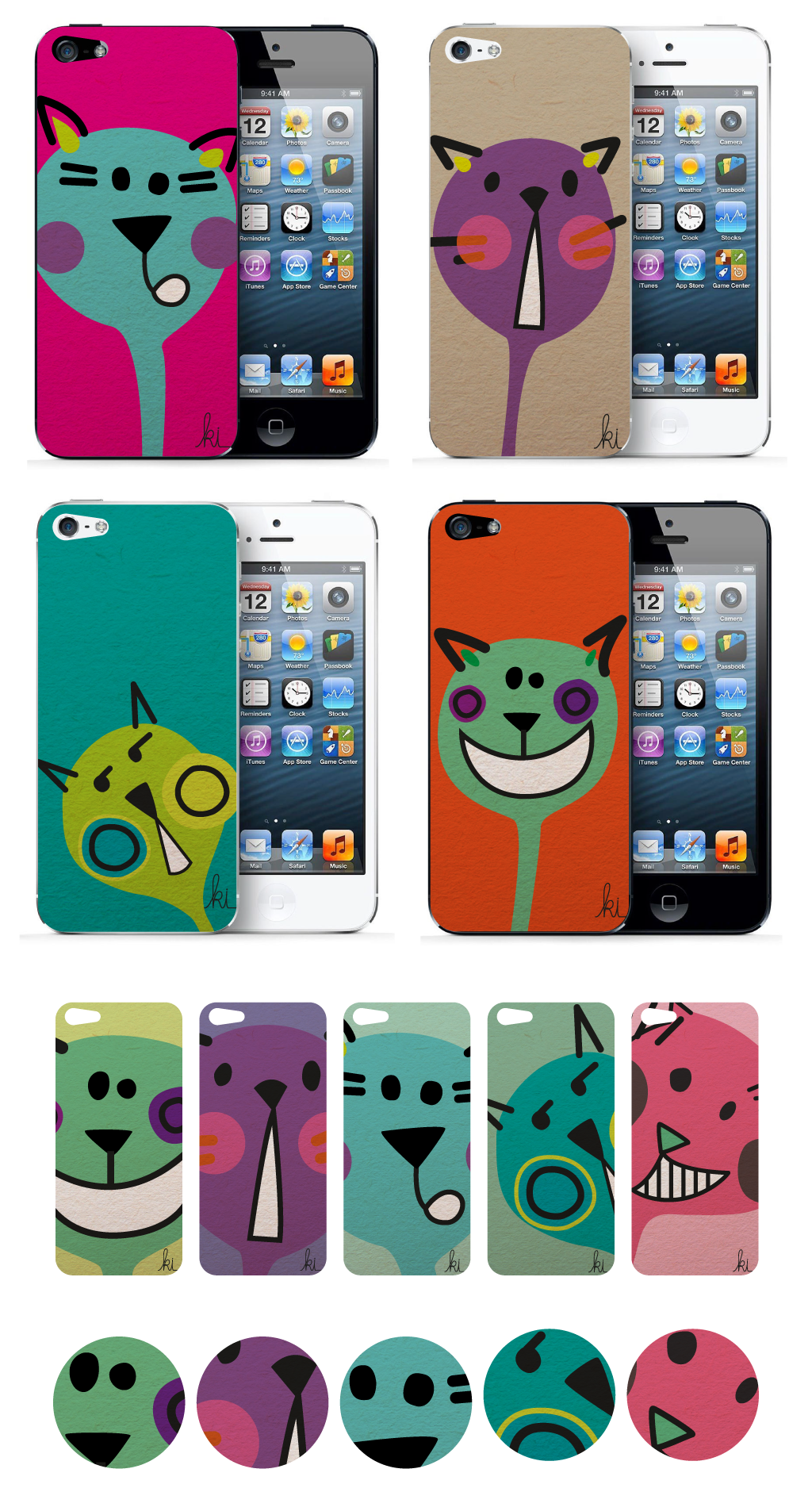 Cat Gato mishi colors simple comic Gabriela Corral aplicaciones jarro Cartera skins iPhone skin
