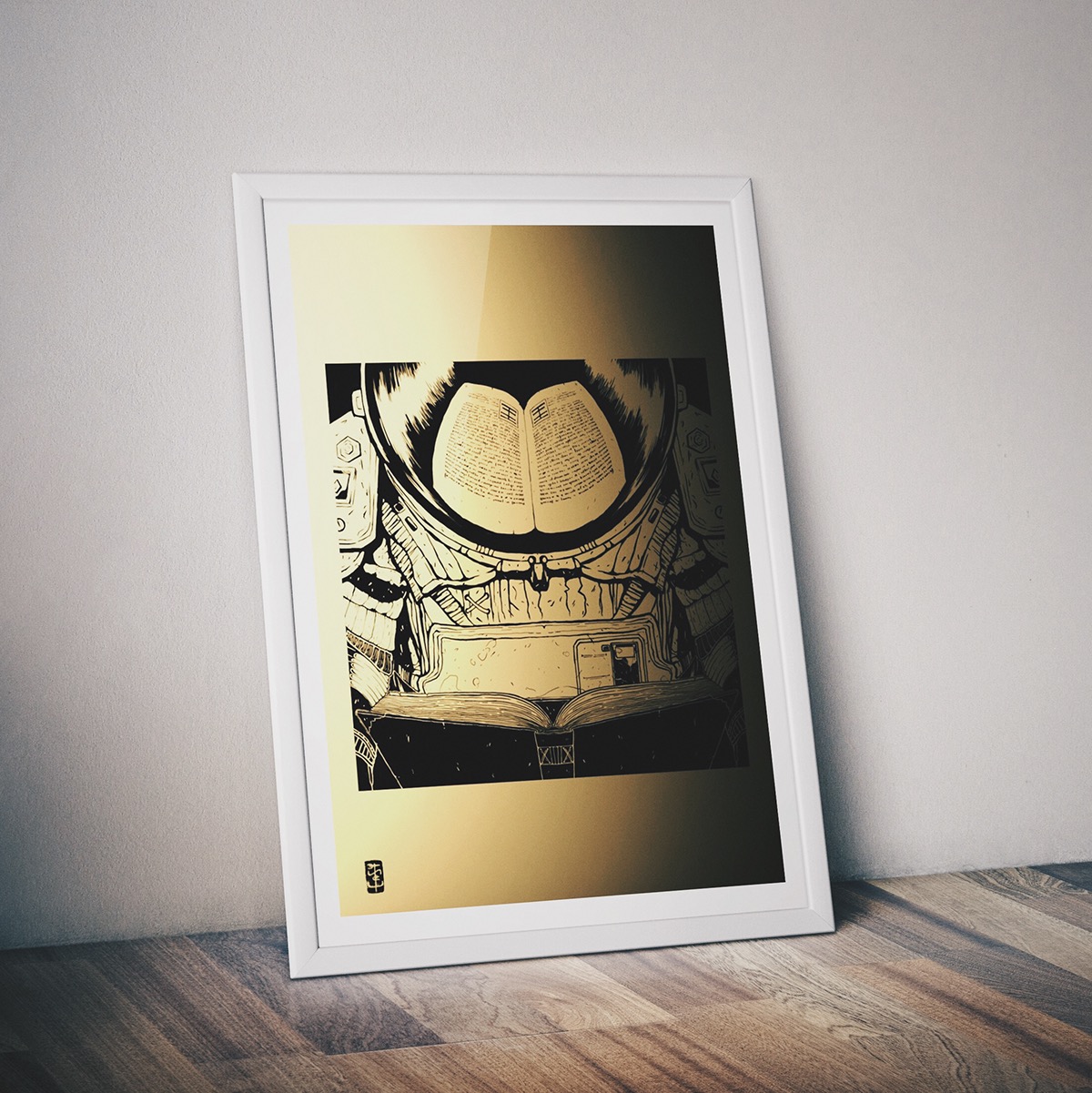 Space  astronaut golden poster artwork mexico easyeasyeasy ILLUSTRATION 