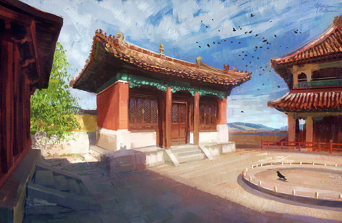 digital painting environment monastery mongolia textures Virtual Plein Air