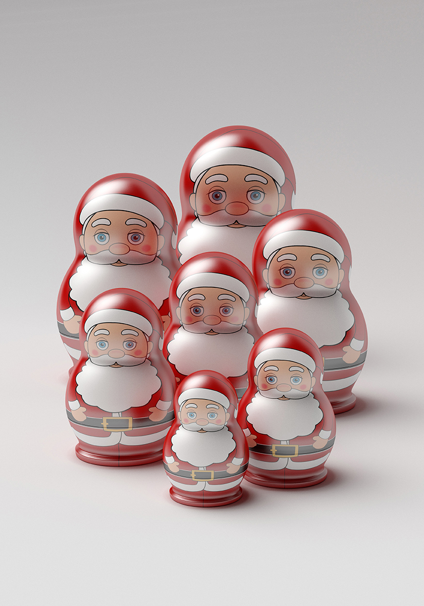 matryoshka santa claus Christmas new year 3d render Custom ILLUSTRATION 