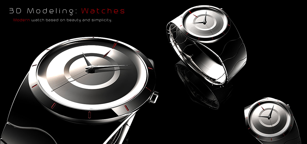Watches simplicity beauty red products Rhino 3d modeling rendering keyshot Clean Design design