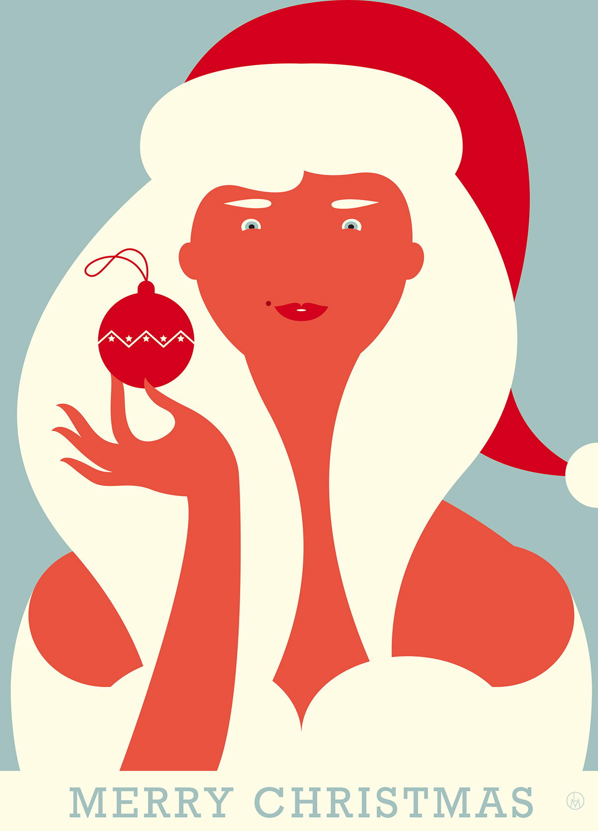 xmas happy new year woman apple Christmas red Vector Illustration White luca morandini