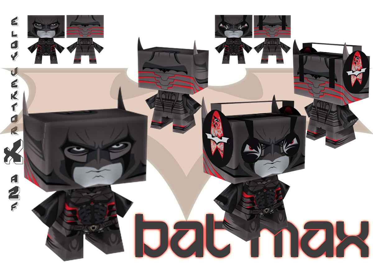bat batman bat max   paper  papercraft   papertoy  toy  craft  music style  headphone eye cover   designer toy