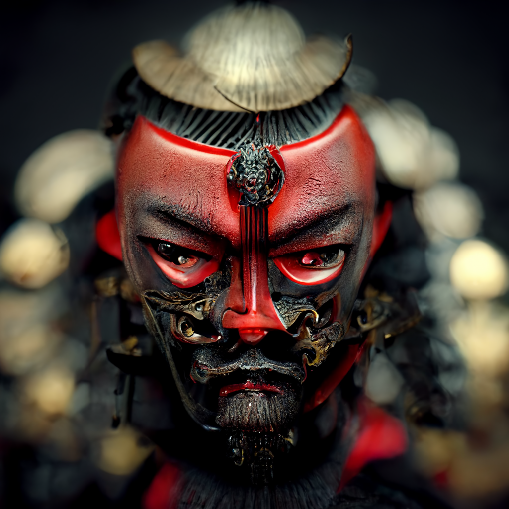 3D concept art Digital Art  generative art mask Procedural samurai