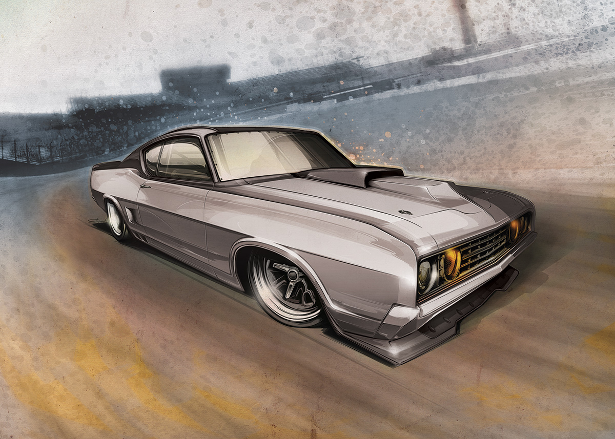 rendering car hot rod street machine Racing motorsports Custom vintage