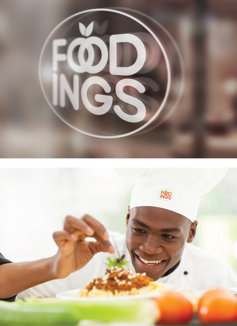 foodings logo branding  restaurant circle Food  freshness