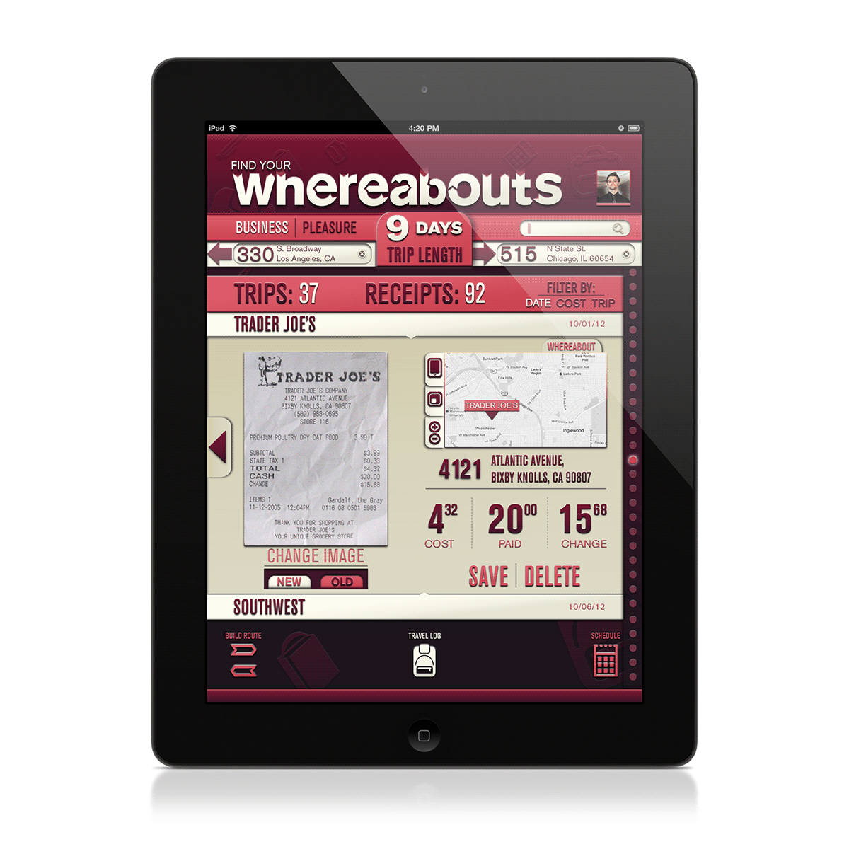Whereabouts app location gps iphone ringling student UI ux type graphic Travel commute