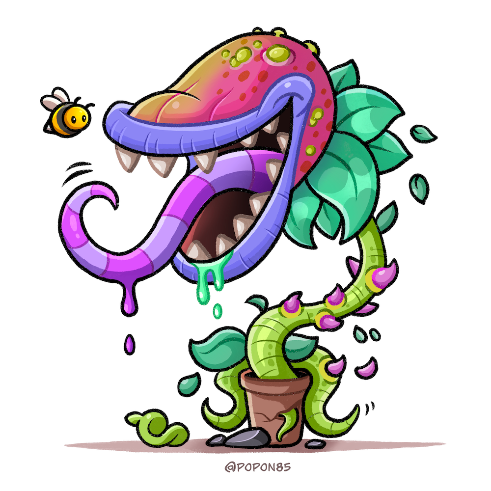 cartoon art monster creature haloween spooky frankenstein Plant bee frankenstein's monster