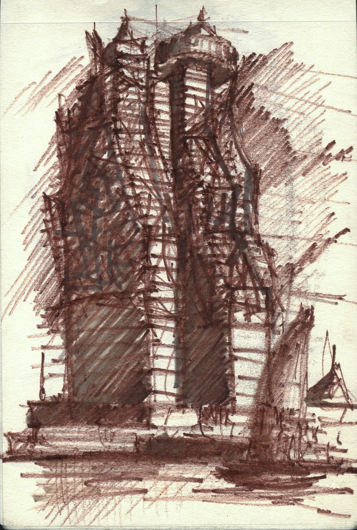 sketch scribble pen ink Draft mosque Cat building design think Abdelhalim-CDC ornaments details Minarets Baalbak