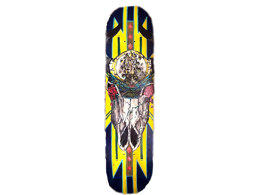 skateboard skatedeck FauxFate skate art reuse recycle Sustainable watercolor acrylic